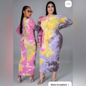 Vibrant Tie-Dye Long Sleeve Dress